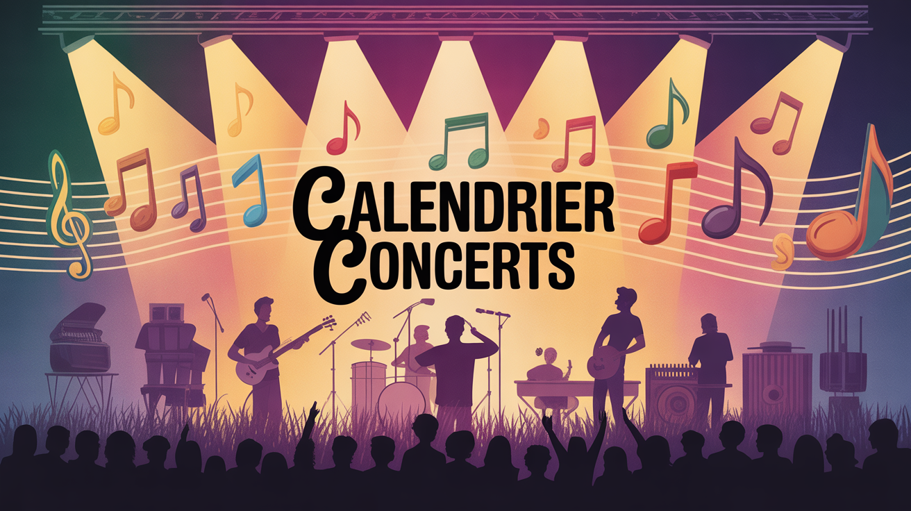 illustration calendrier concerts scène stylisée