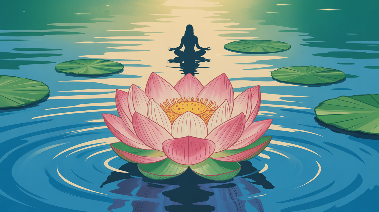 Shanti lotus méditation silhouette eau