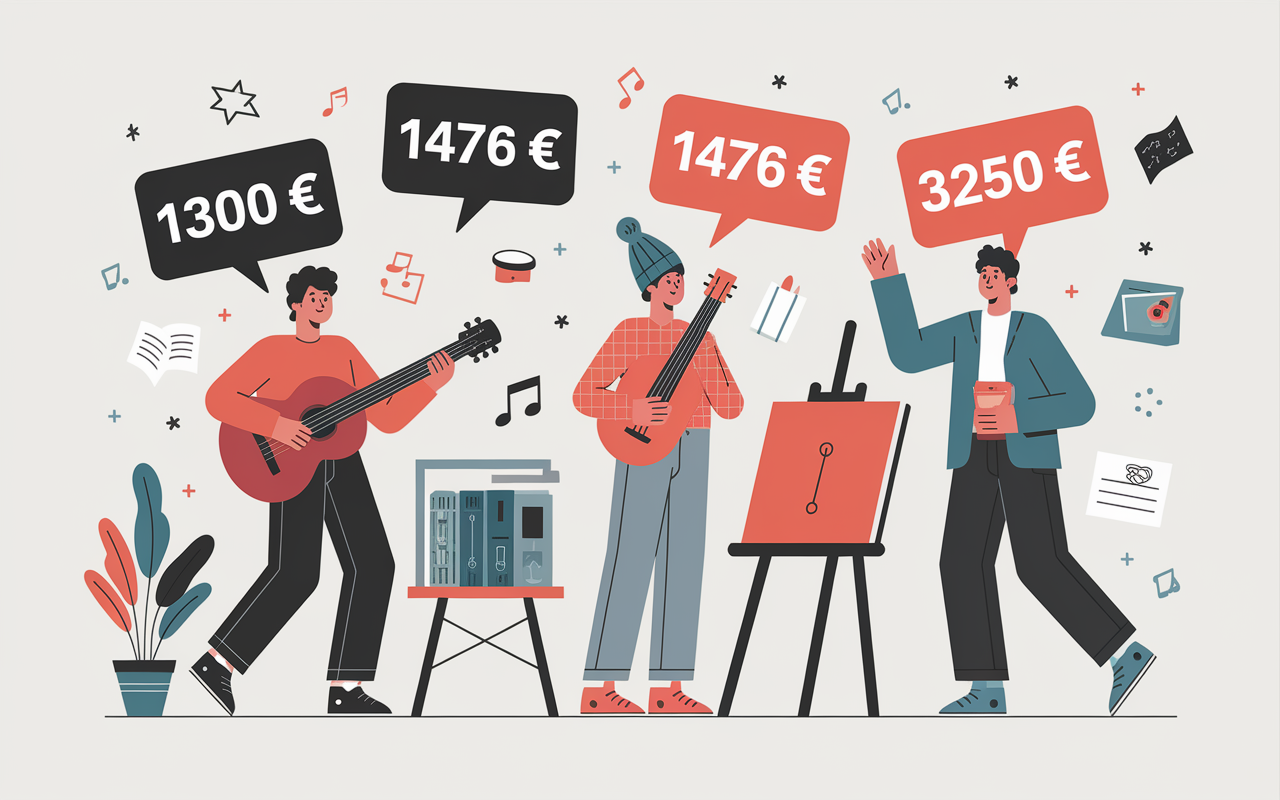 graphique comparaison salaire artistes France