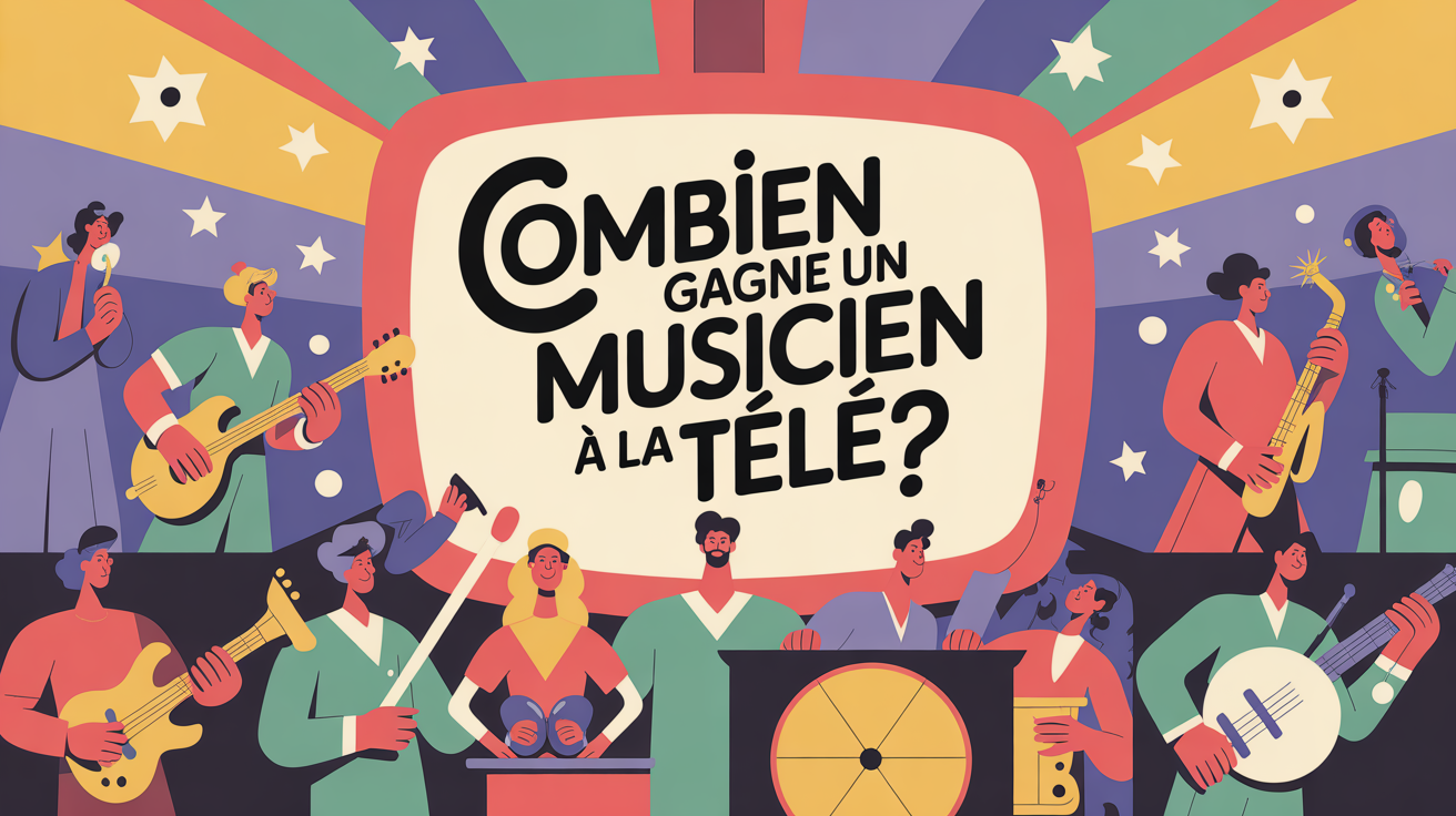 grande scène jeu télé musiciens illustration ambiance joyeuse