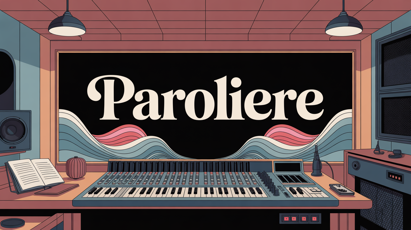 Studio musique avec feuilles manuscrites et micro, parolière création francophone