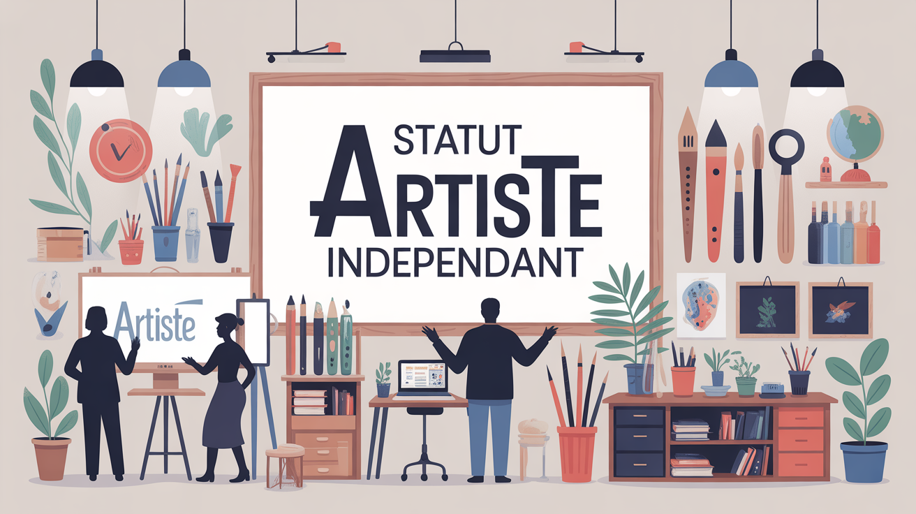 Illustration atelier artiste indépendant moderne ambiance créative