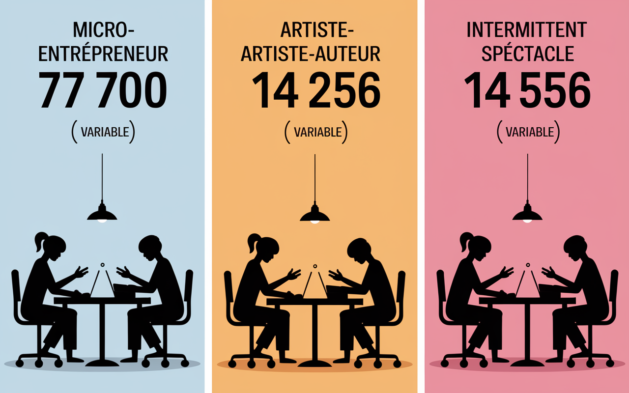 Tableau comparatif statuts artiste indépendant chiffres clés