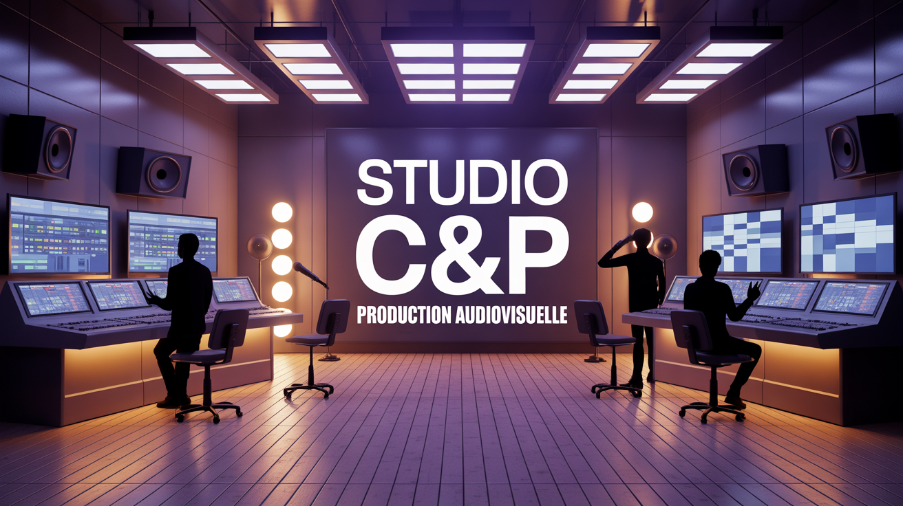 Studio audiovisuel moderne chaleureux, production audiovisuelle