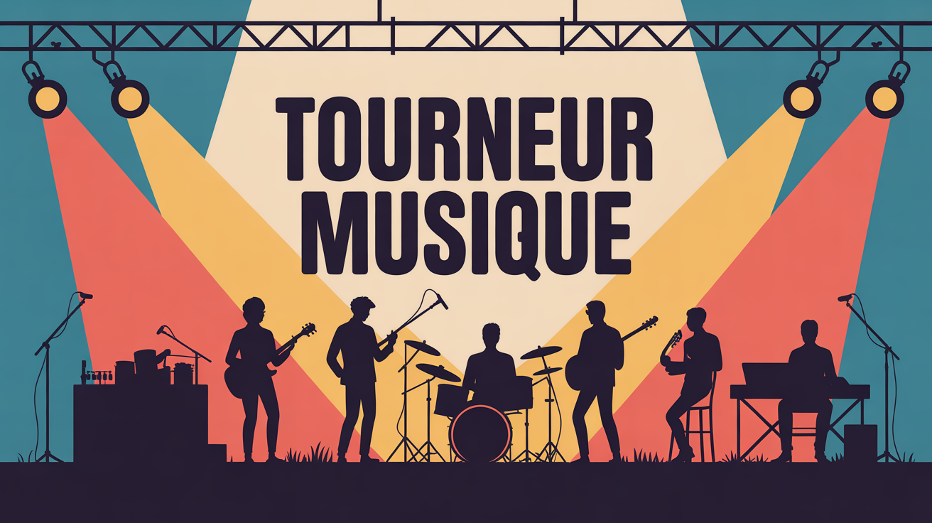 Tourneur musique musiciens sur scene sous projecteurs