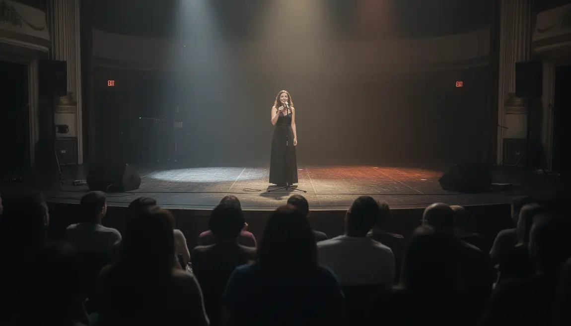 anna calvi sur scene salle de concert lumiere tamisee