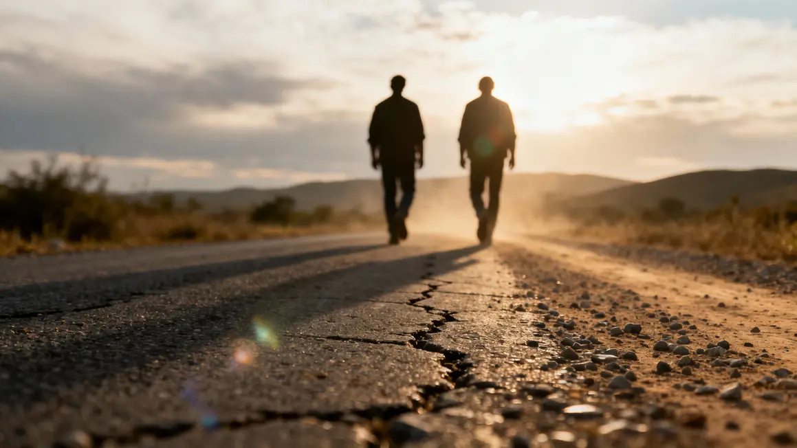 Deux silhouettes sur route Dust Lane Yann Tiersen