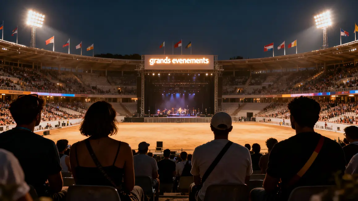 Vue arène extérieure concert 2026 ambiance nocturne
