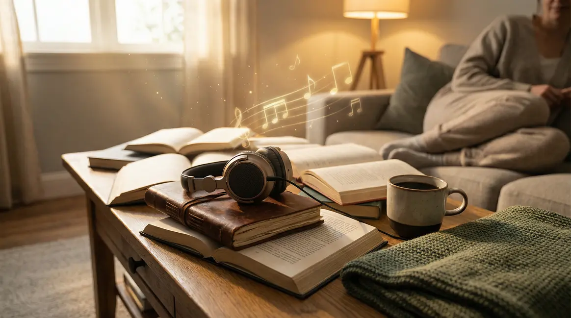table salon casque audio musique bien etre