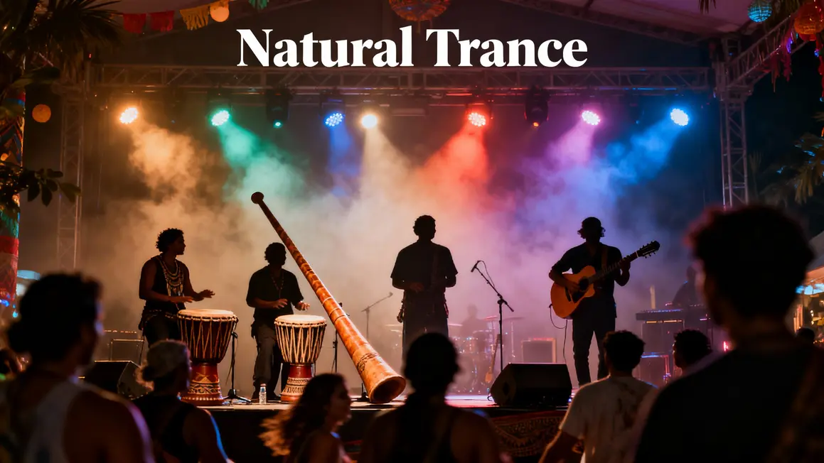 Concert Hilight Tribe Natural Trance, instruments et public réuni