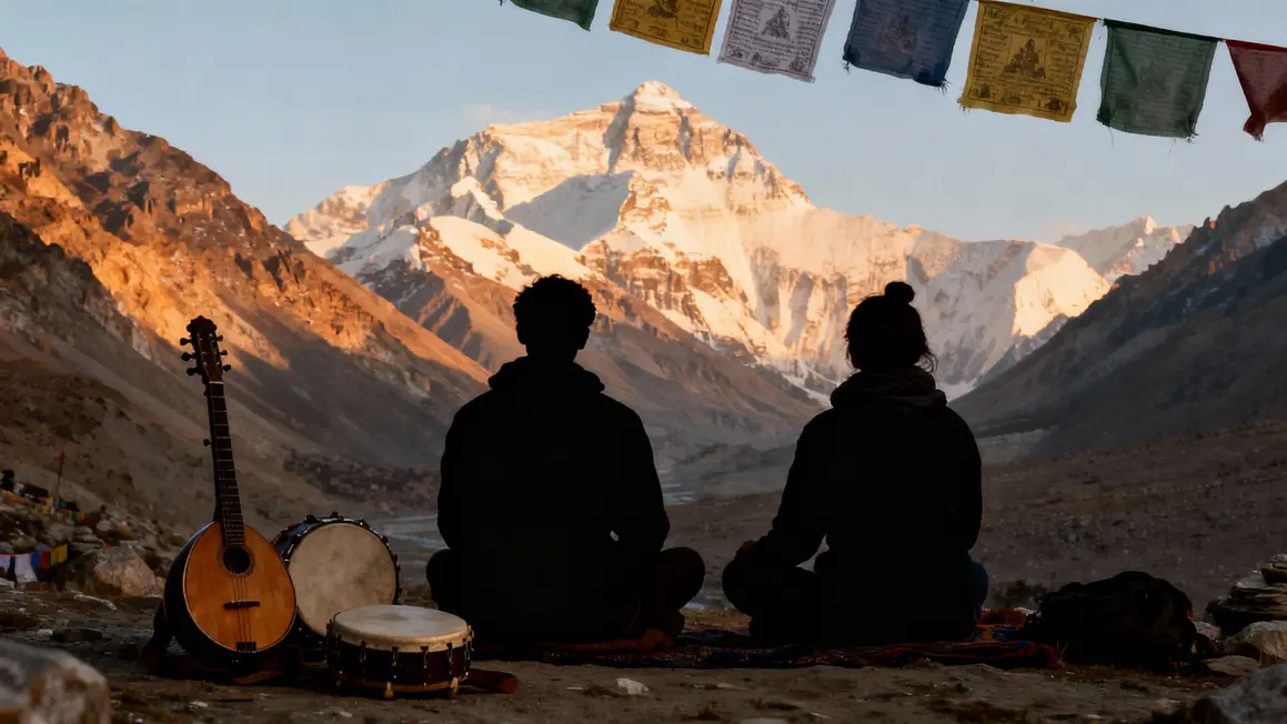 Voyageurs Himalaya et instruments, atmosphère Free Tibet Hilight Tribe