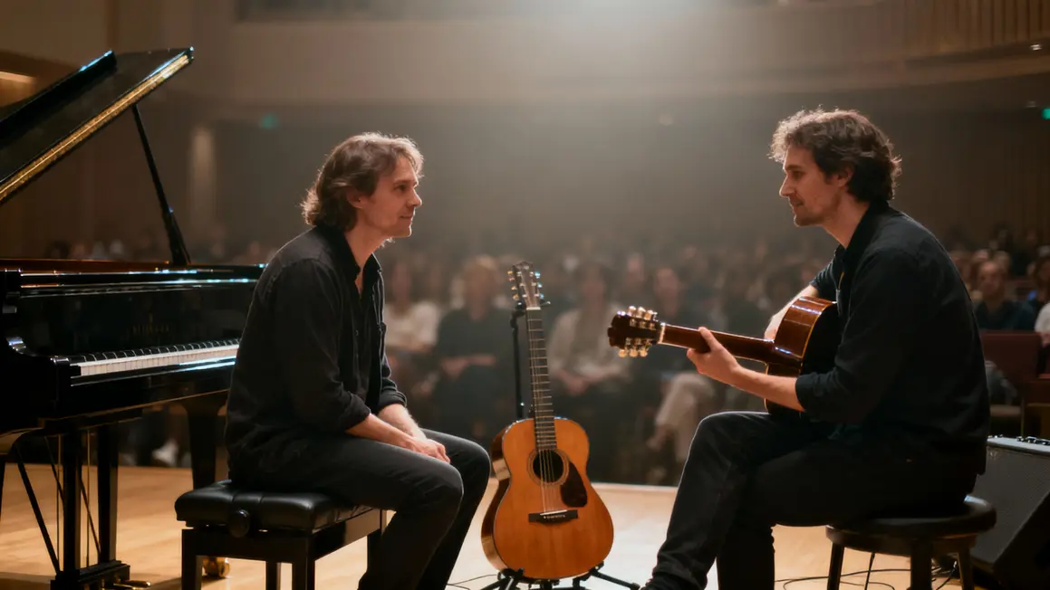 Scène acoustique minimaliste musiciens et public unplugged