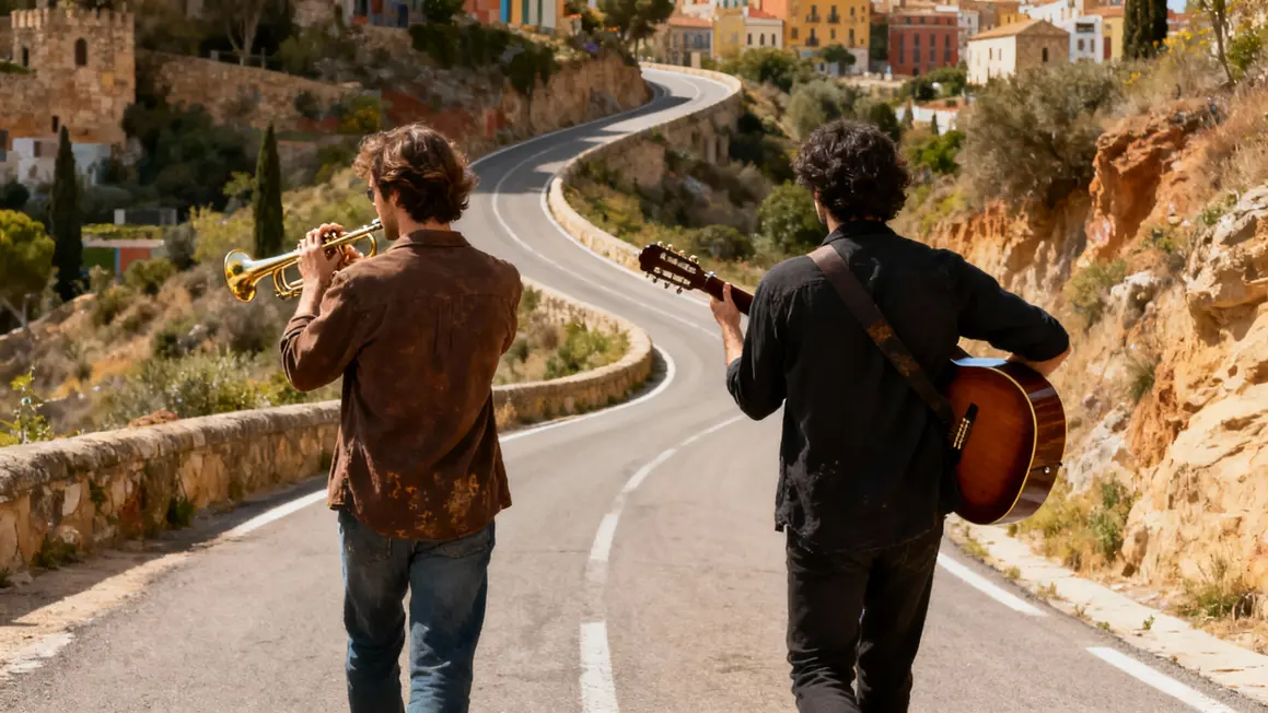 Deux musiciens La Caravane Passe route instruments aventure