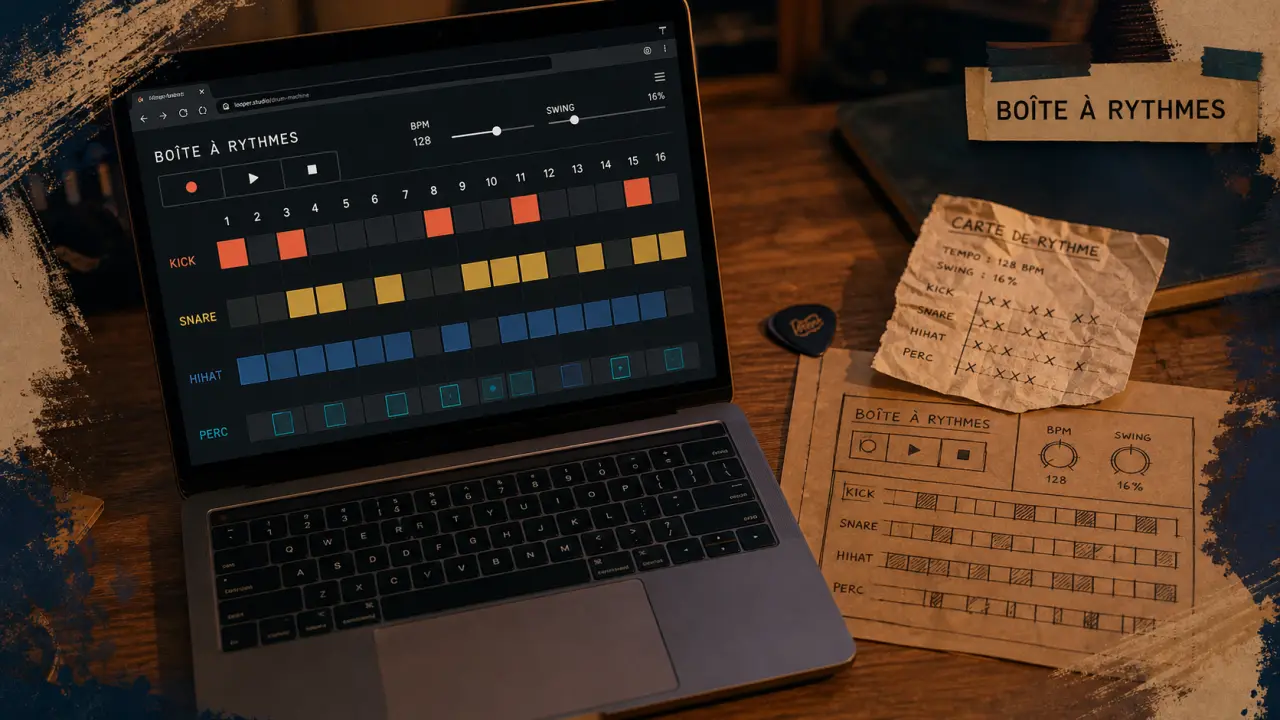 Boite à rythme en ligne : tempo, swing, export