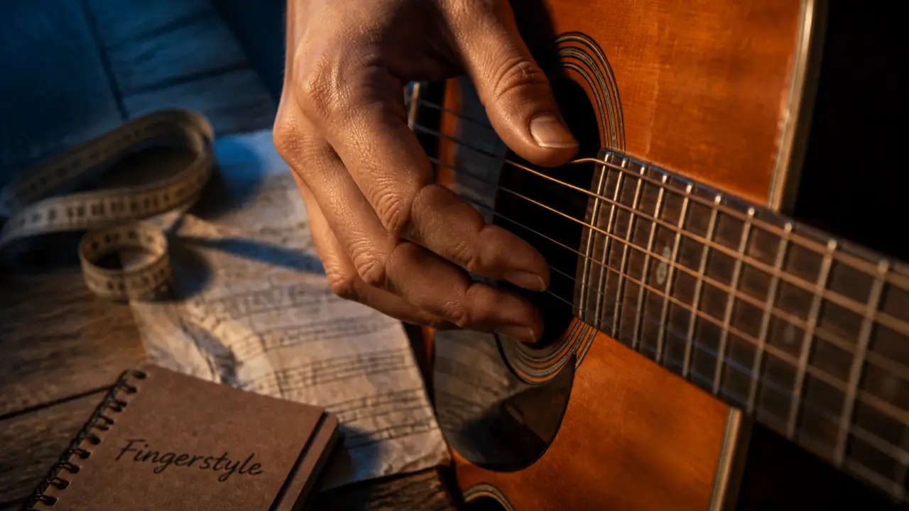 Guitare fingerstyle : main droite, pouce indépendant, cordes graves et aiguës