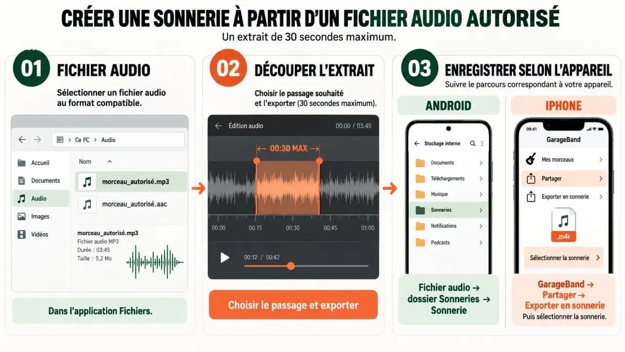 Comment mettre une musique Spotify en sonnerie sur Android ou iPhone à partir d’un fichier audio autorisé
