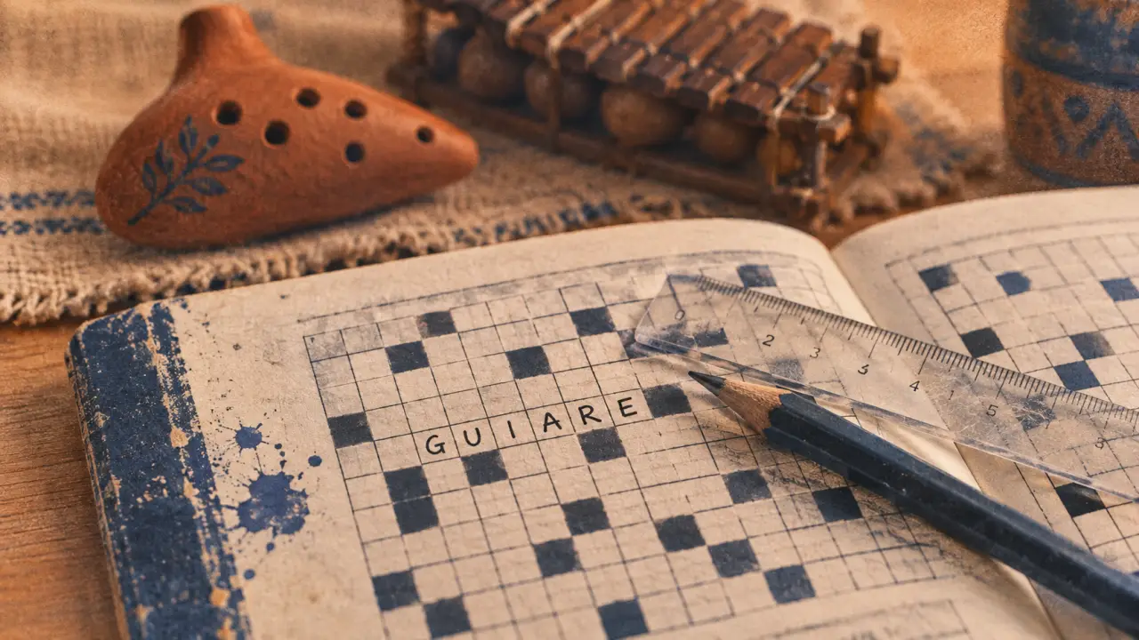 Instrument de musique 7 lettres : GUITARE, grille de mots croisés
